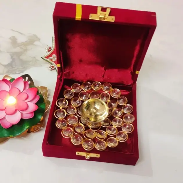 Crystal brass diya